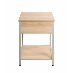 3S. x Home Table d'appoint en tube d'acier laqué gris cachemire, étagères en panneau de particules décor chêne naturel Discount