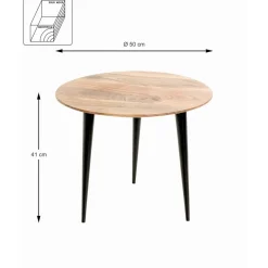 3S. x Home Table d'appoint en tube d'acier plateau en bois massif Discount