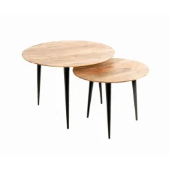 3S. x Home Table d'appoint en tube d'acier plateau en bois massif Discount