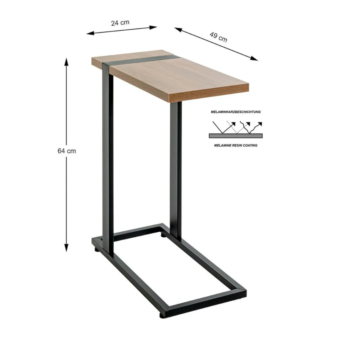 3S. x Home Table d'appoint finition chêne et structure en acier Clearance