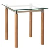 3S. x Home Table d'appoint finition noyer plateau en verre trempé