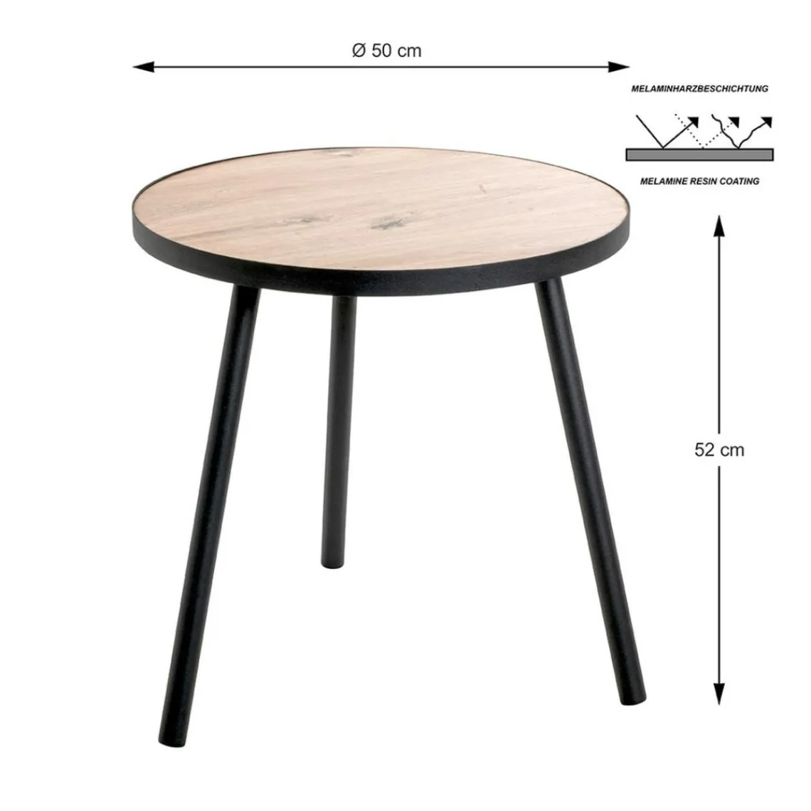 3S. x Home table d'appoint grand modèle en métal laqué noir décor chêne Clearance