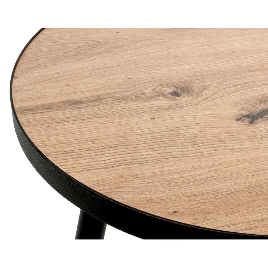 3S. x Home table d'appoint grand modèle en métal laqué noir décor chêne Clearance