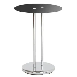 3S. x Home table d'appoint inox et verre trempé noir Online