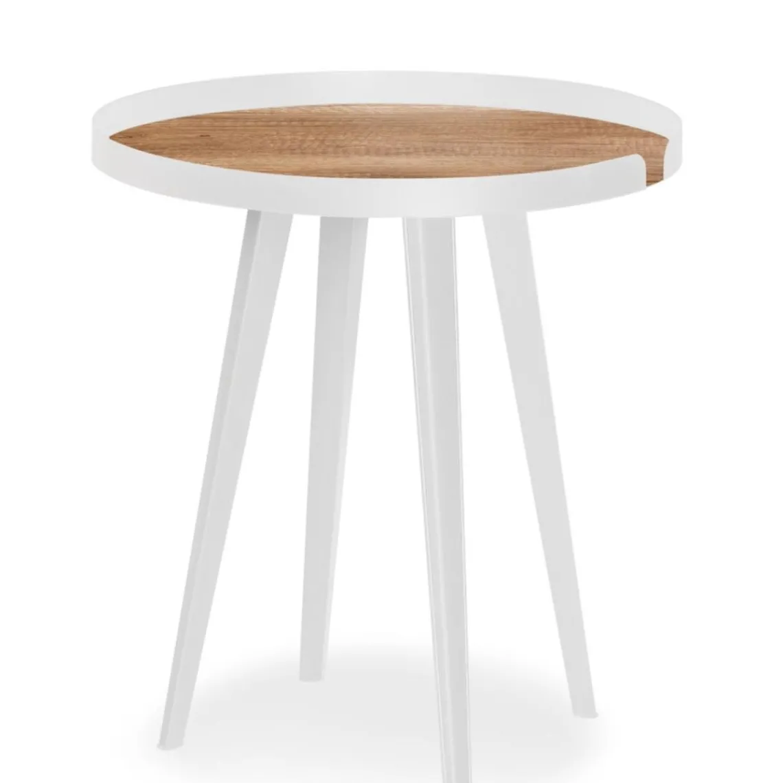 3S. x Home Table d'appoint magnétique ronde à rebord Bipolart Métal Blanc avec 3 Tops style Natural