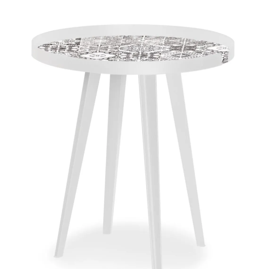 3S. x Home Table d'appoint magnétique ronde à rebord Bipolart Métal Blanc avec 3 Tops style Natural