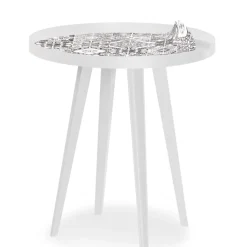 3S. x Home Table d'appoint magnétique ronde à rebord Bipolart Métal Blanc avec 3 Tops style Natural