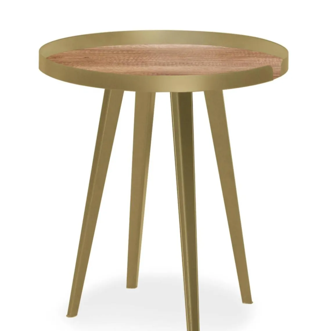 3S. x Home Table d'appoint magnétique ronde à rebord Bipolart Métal Or avec 3 Tops style Natural New