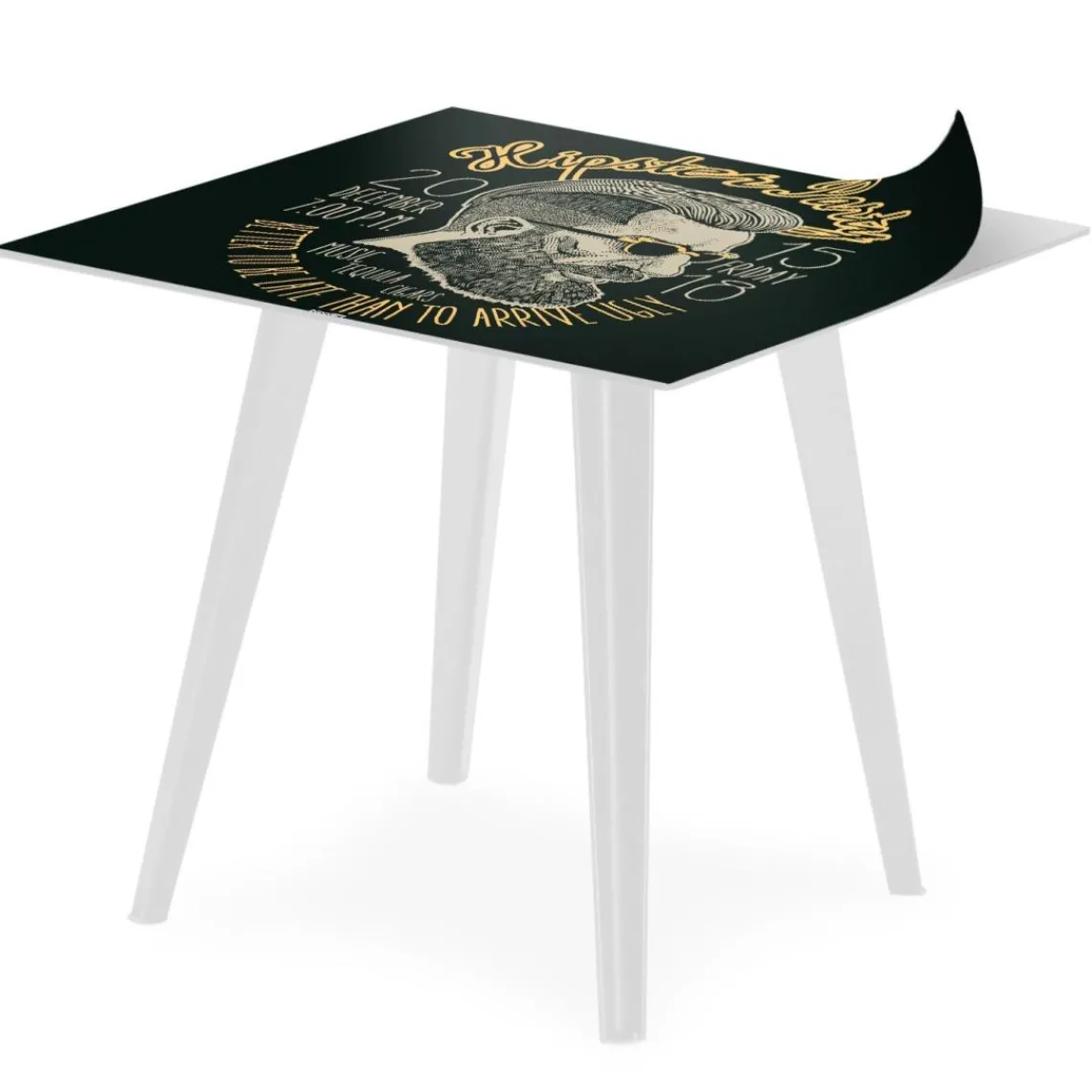 3S. x Home Table d'appoint magnétique carrée Bipolart Métal Blanc avec 3 Tops style Fun Outlet