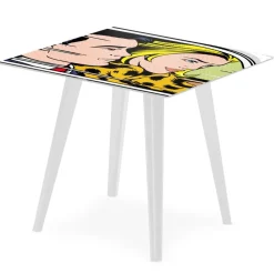 3S. x Home Table d'appoint magnétique carrée Bipolart Métal Blanc avec 3 Tops style Fun Outlet