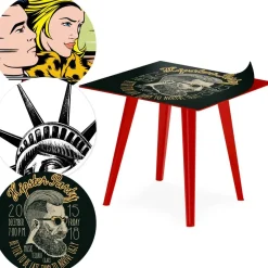 3S. x Home Table d'appoint magnétique carrée Bipolart Métal Rouge avec 3 Tops style Fun Discount