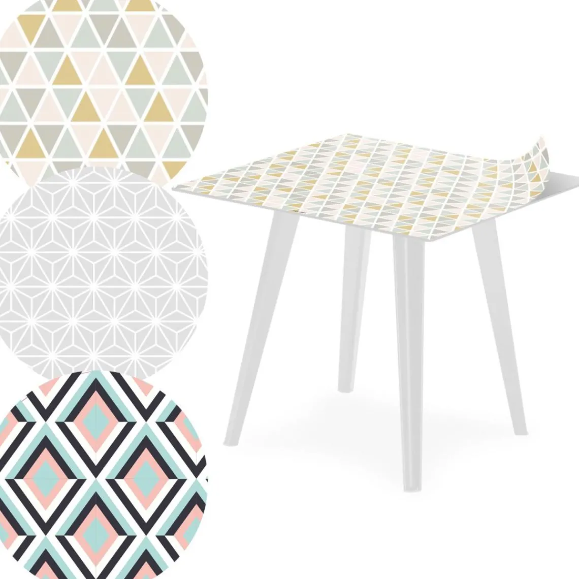 3S. x Home Table d'appoint magnétique carrée Bipolart Métal Blanc avec 3 Tops style Scandinave Hot