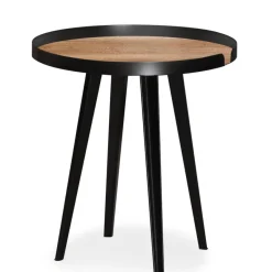 3S. x Home Table d'appoint magnétique ronde à rebord Bipolart Métal Noir avec 3 Tops style Natural Discount