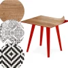 3S. x Home Table d'appoint magnétique carrée Bipolart Métal Rouge avec 3 Tops style Natural