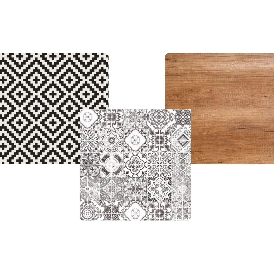 3S. x Home Table d'appoint magnétique carrée Bipolart Métal Rouge avec 3 Tops style Natural