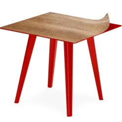 3S. x Home Table d'appoint magnétique carrée Bipolart Métal Rouge avec 3 Tops style Natural