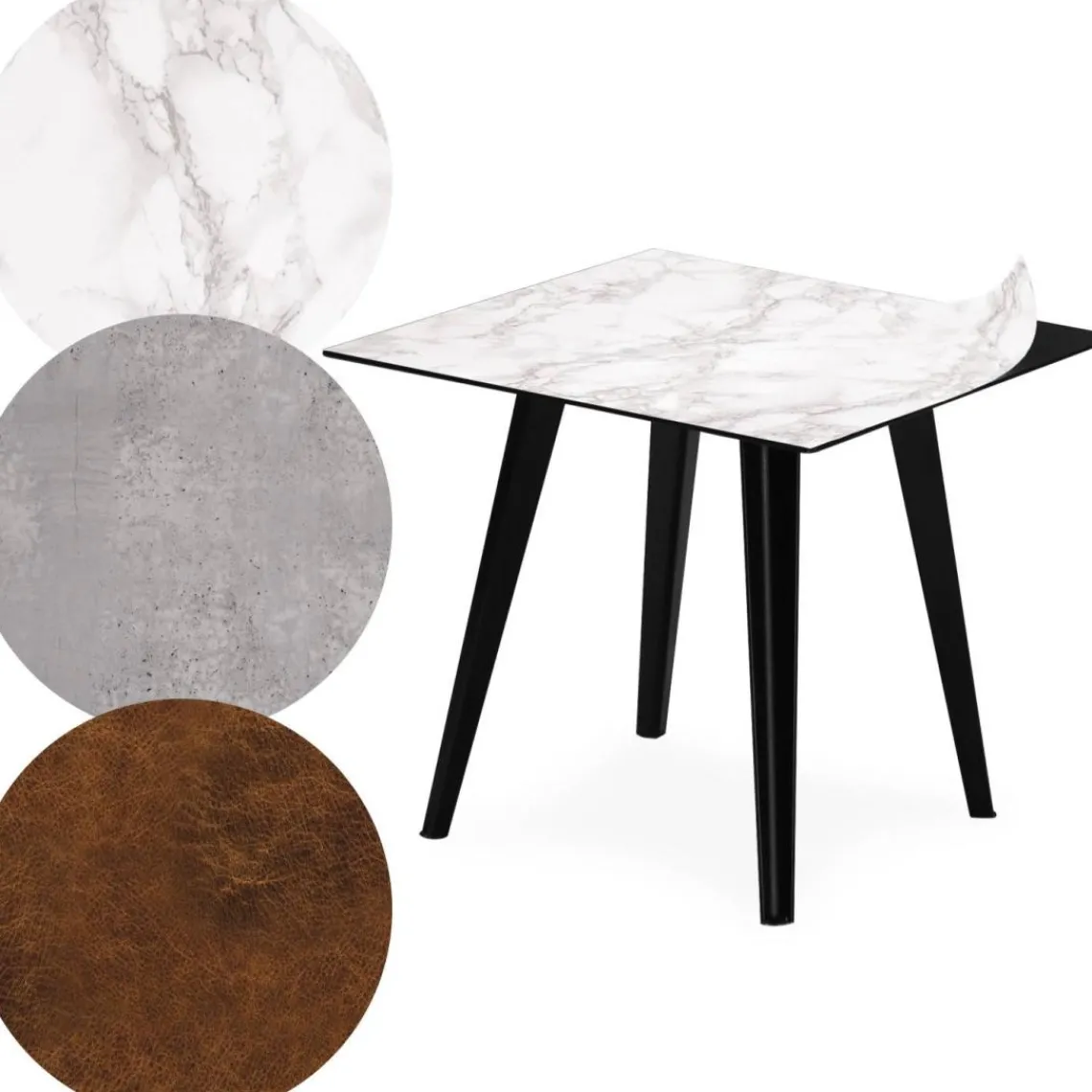 3S. x Home Table d'appoint magnétique carrée Bipolart Métal Noir avec 3 Tops style Textures Outlet
