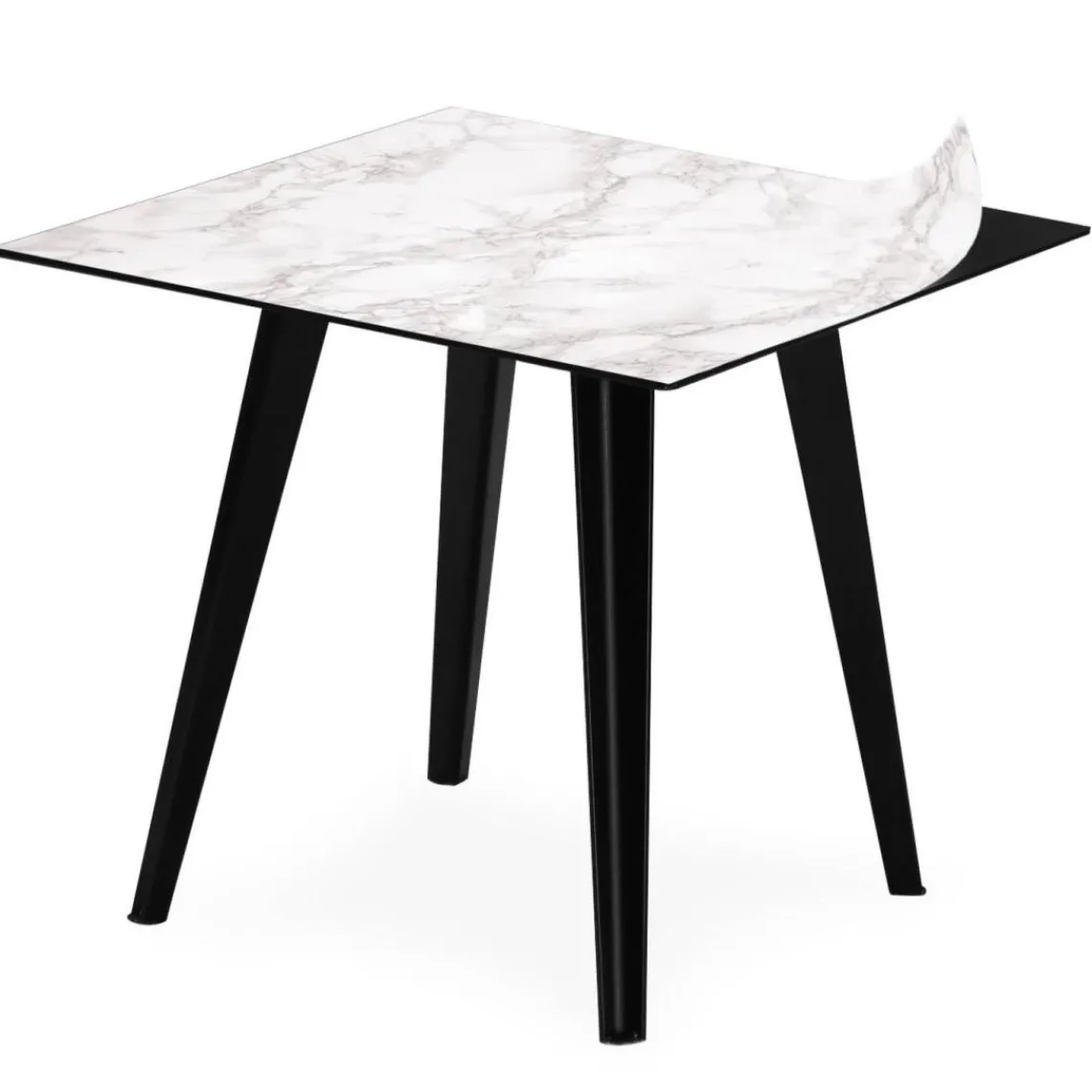 3S. x Home Table d'appoint magnétique carrée Bipolart Métal Noir avec 3 Tops style Textures Outlet