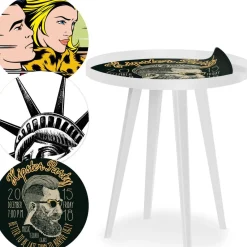 3S. x Home Table d'appoint magnétique ronde à rebord Bipolart Métal Blanc avec 3 Tops style Fun Discount