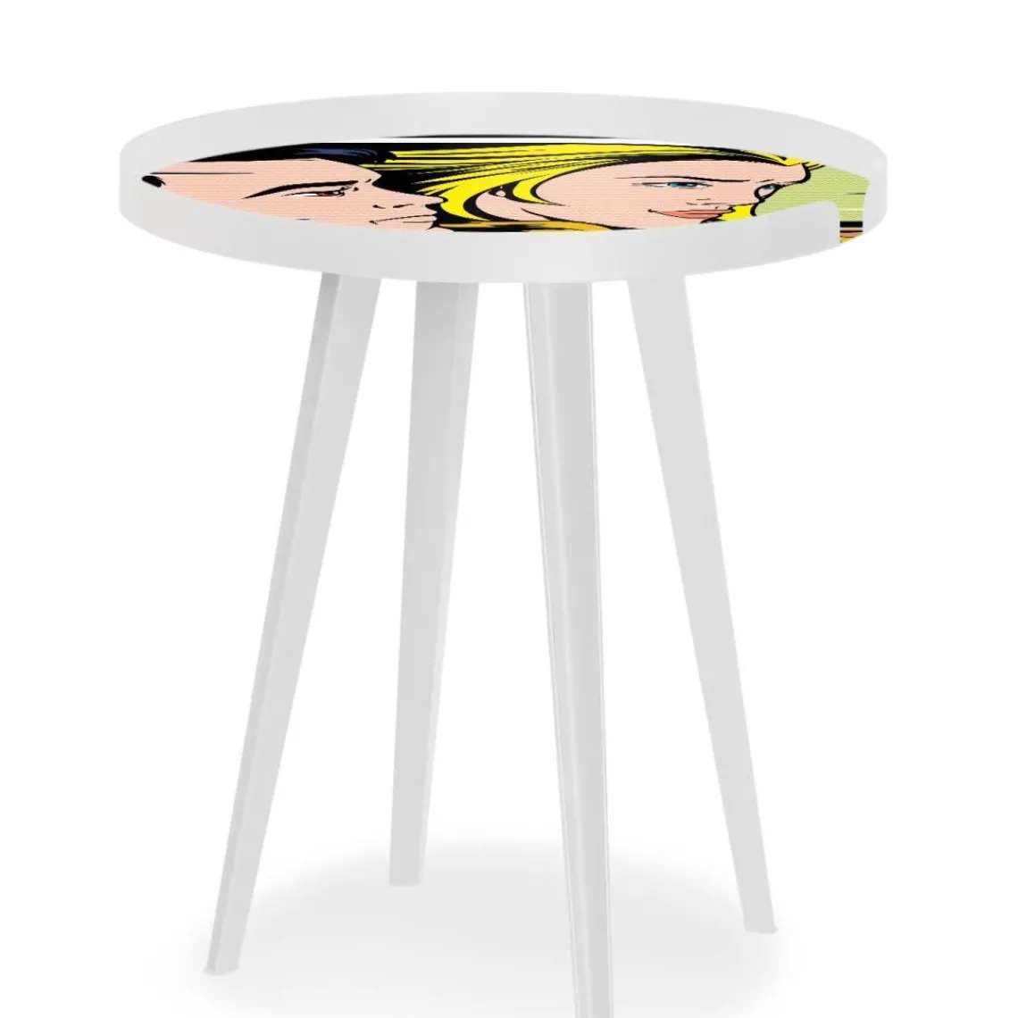 3S. x Home Table d'appoint magnétique ronde à rebord Bipolart Métal Blanc avec 3 Tops style Fun Discount