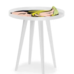 3S. x Home Table d'appoint magnétique ronde à rebord Bipolart Métal Blanc avec 3 Tops style Fun Discount