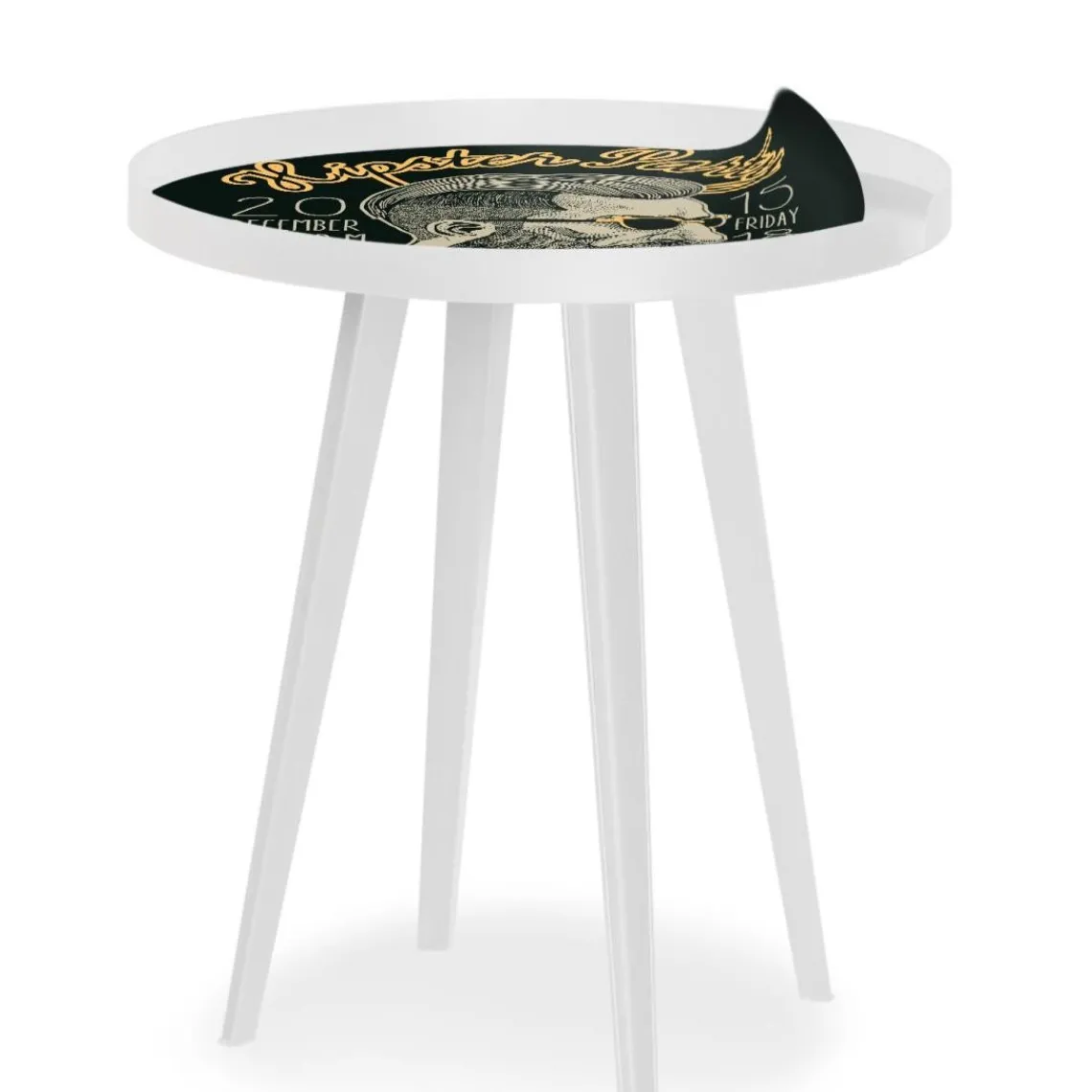 3S. x Home Table d'appoint magnétique ronde à rebord Bipolart Métal Blanc avec 3 Tops style Fun Discount