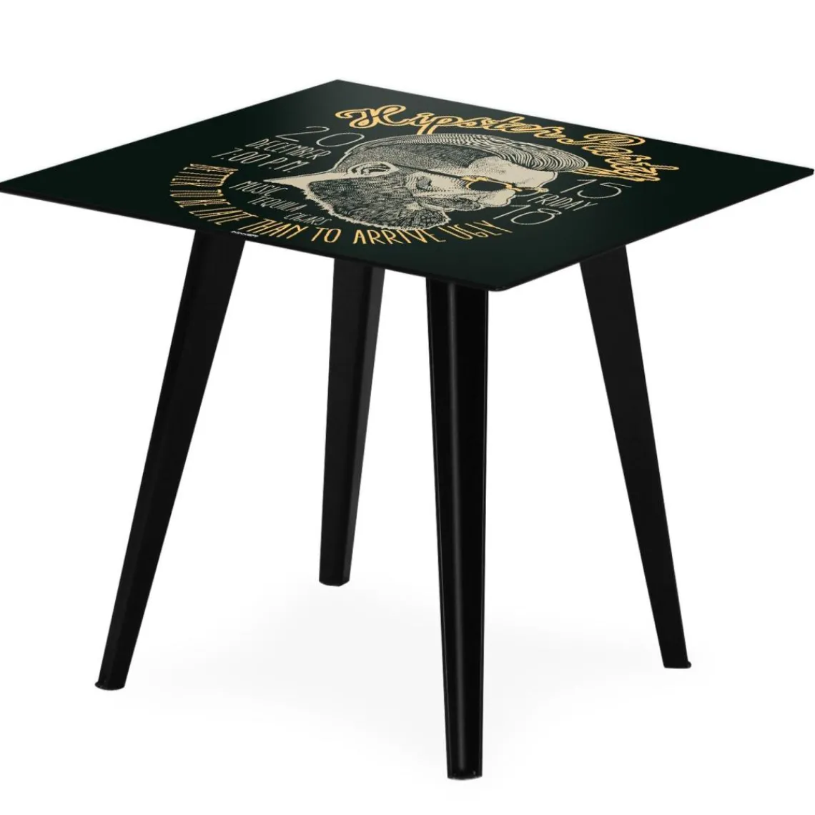 3S. x Home Table d'appoint magnétique carrée Bipolart Métal Noir avec 3 Tops style Fun Best