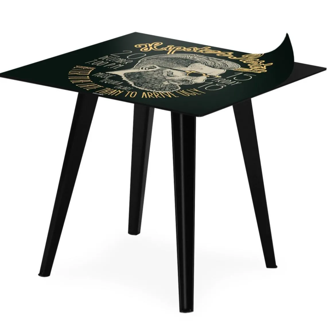 3S. x Home Table d'appoint magnétique carrée Bipolart Métal Noir avec 3 Tops style Fun Best