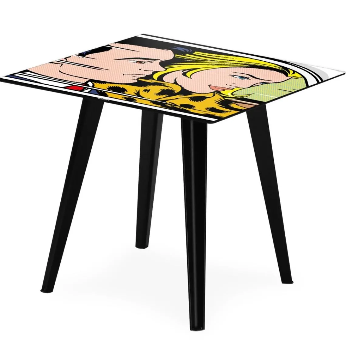 3S. x Home Table d'appoint magnétique carrée Bipolart Métal Noir avec 3 Tops style Fun Best