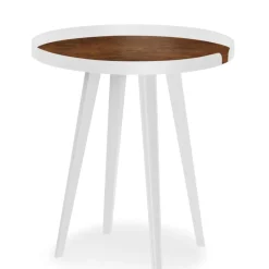 3S. x Home Table d'appoint magnétique ronde à rebord Bipolart Métal Blanc avec 3 Tops style Textures Hot