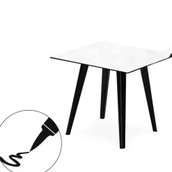 3S. x Home Table d'appoint magnétique carrée Bipolart Métal Noir avec 1 Top Tableau blanc effaçable Outlet