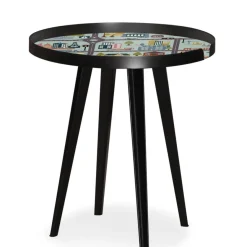 3S. x Home Table d'appoint magnétique ronde à rebord Bipolart Métal Noir avec 3 Tops style Kid Discount