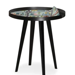 3S. x Home Table d'appoint magnétique ronde à rebord Bipolart Métal Noir avec 3 Tops style Kid Discount