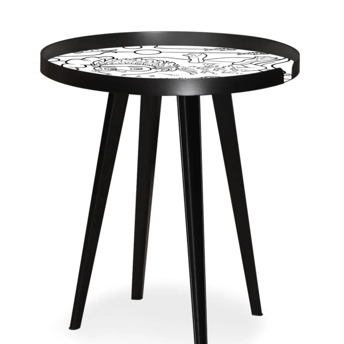 3S. x Home Table d'appoint magnétique ronde à rebord Bipolart Métal Noir avec 3 Tops style Kid Discount