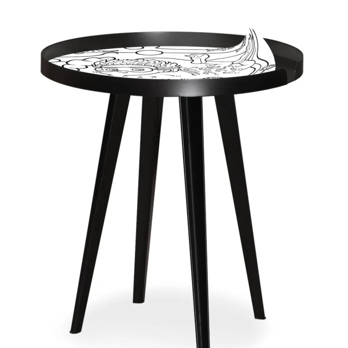 3S. x Home Table d'appoint magnétique ronde à rebord Bipolart Métal Noir avec 3 Tops style Kid Discount
