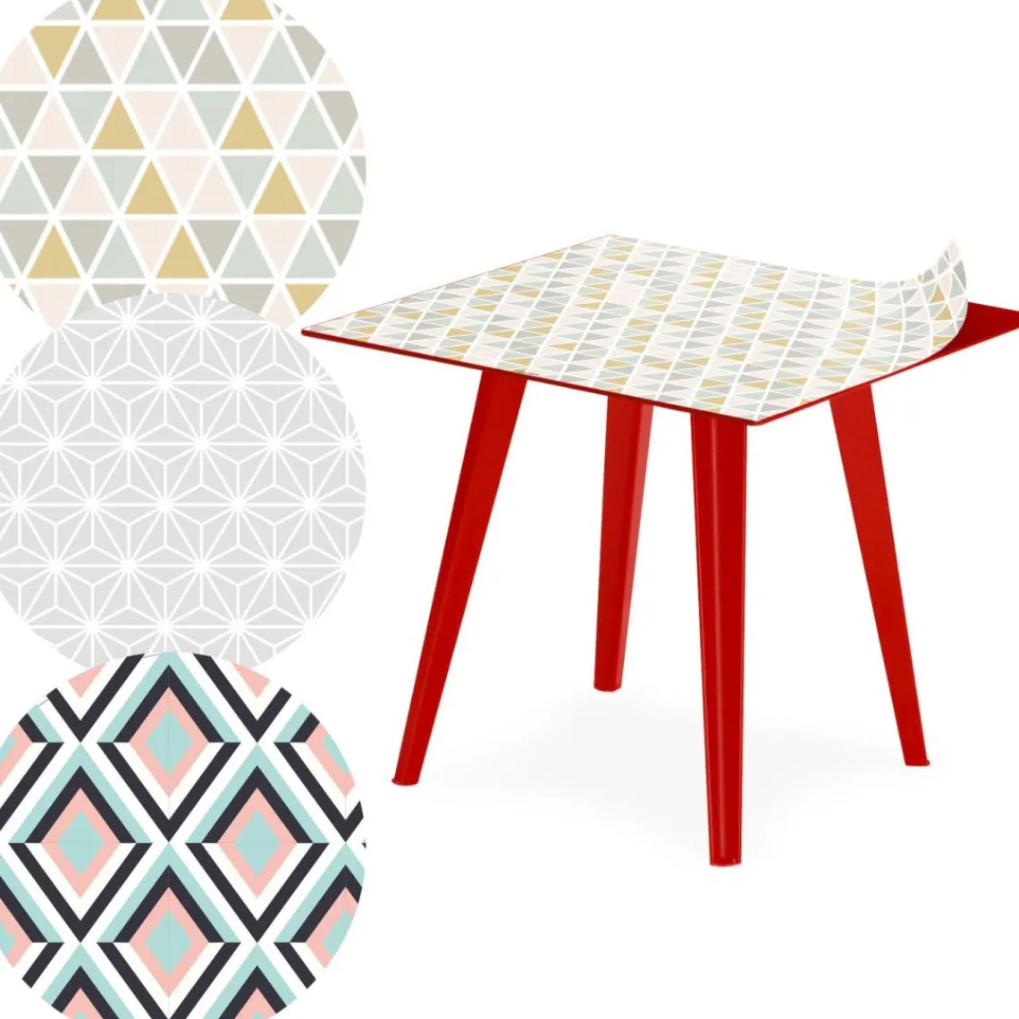 3S. x Home Table d'appoint magnétique carrée Bipolart Métal Rouge avec 3 Tops style Scandinave Outlet