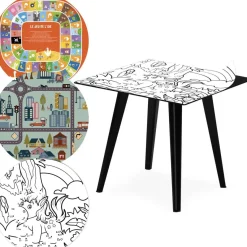 3S. x Home Table d'appoint magnétique carrée Bipolart Métal Noir avec 3 Tops style Kid Discount