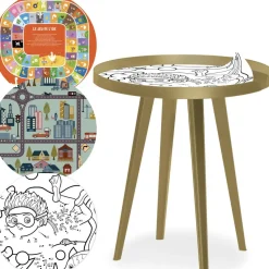 3S. x Home Table d'appoint magnétique ronde à rebord Bipolart Métal Or avec 3 Tops style Kid New
