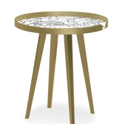 3S. x Home Table d'appoint magnétique ronde à rebord Bipolart Métal Or avec 3 Tops style Kid New