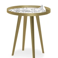 3S. x Home Table d'appoint magnétique ronde à rebord Bipolart Métal Or avec 3 Tops style Kid New