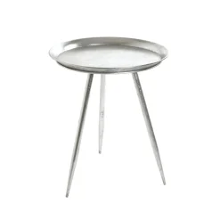 3S. x Home Table d'appoint métal laqué argent grand modèle Best