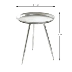 3S. x Home Table d'appoint métal laqué argent grand modèle Best