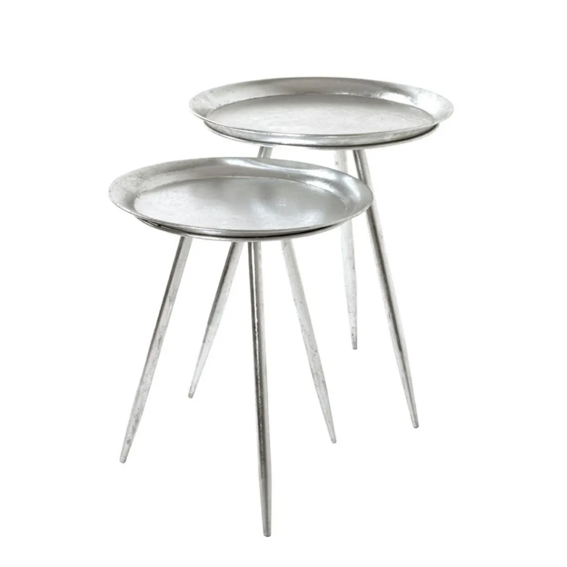 3S. x Home Table d'appoint métal laqué argent grand modèle Best