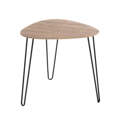3S. x Home table d'appoint métal laqué noir décor chêne Discount