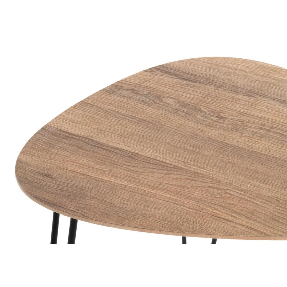 3S. x Home table d'appoint métal laqué noir décor chêne Discount