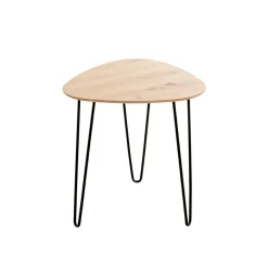 3S. x Home Table d'appoint métal laqué noir et plateau décor chêne Clearance