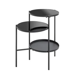 3S. x Home Table d'appoint noir design plateaux en verre trempé Discount