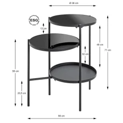 3S. x Home Table d'appoint noir design plateaux en verre trempé Discount