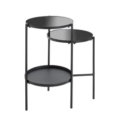 3S. x Home Table d'appoint noir design plateaux en verre trempé Discount