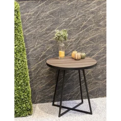 3S. x Home Table d'appoint noir en métal laqué Outlet